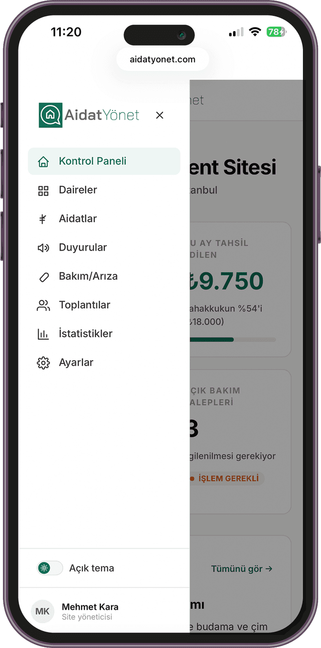 AidatYonet mobil uygulama